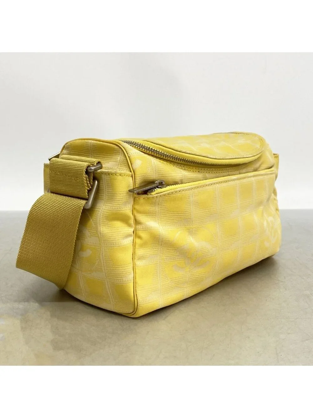 Chanel Shoulder Bag New Travel Nylon Yellow Silver